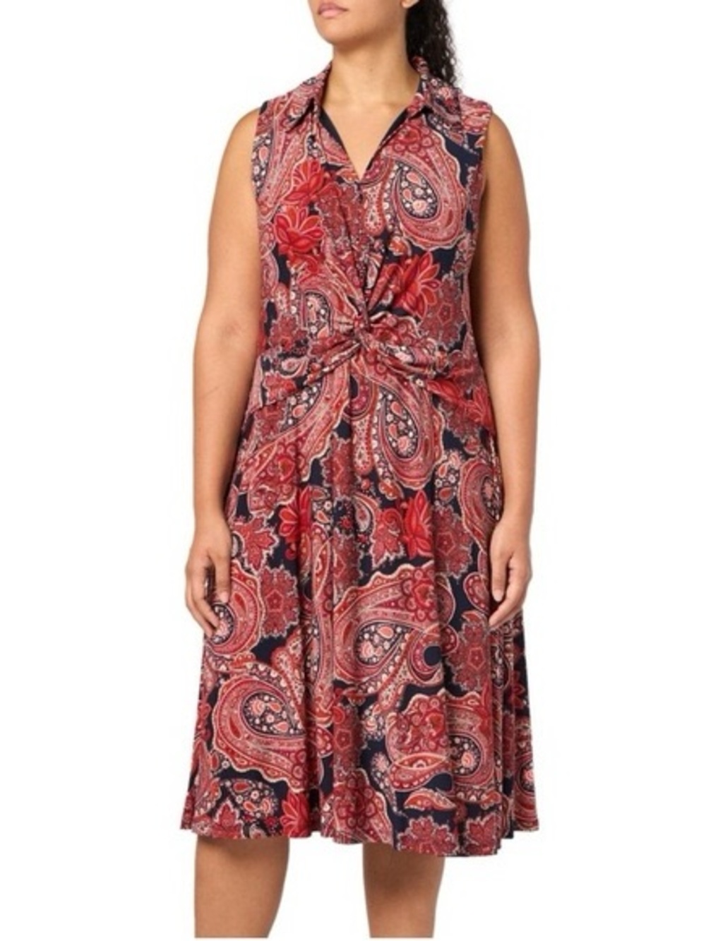 Tommy Hilfiger Paisley print collared twisted waist midi length dress 💜